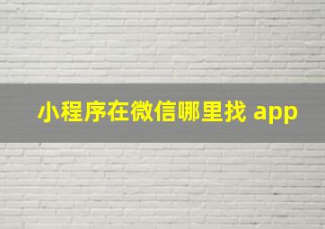 小程序在微信哪里找 app